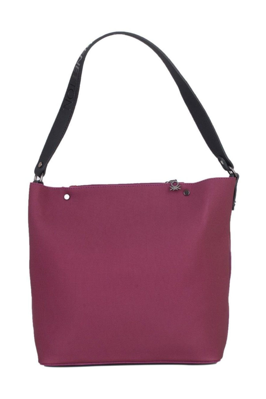 Benetton Kabartma Logolu Kadın Kol Çantası Mürdüm - Siyah