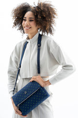 Benetton Kapaklı,Mini Logolu Çapraz Askılı Kadın Çantası Lacivert