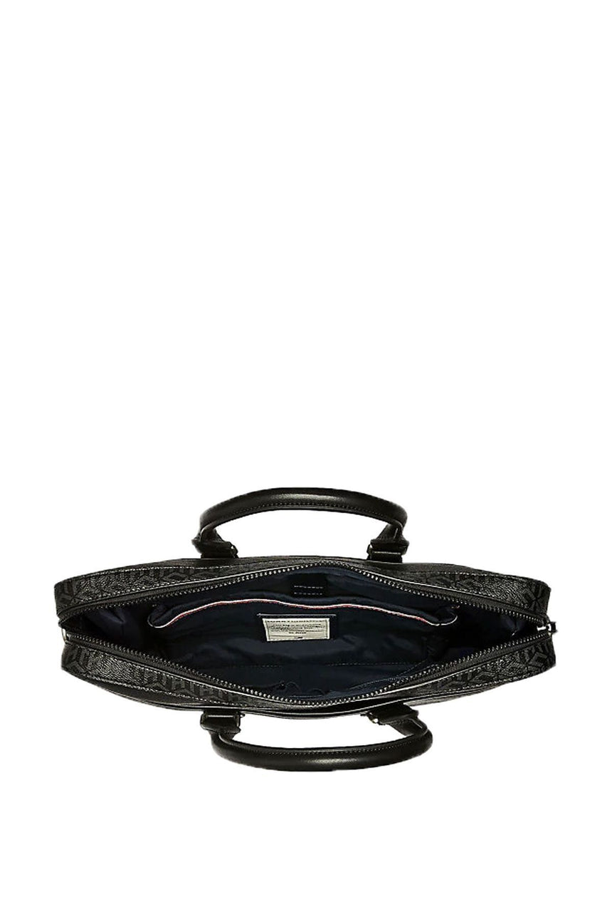 Tommy Hilfiger Coated Canvas Slim Erkek Evrak / Laptop Çantası Black Monogram