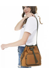 Benetton Nano Sport Büzgülü Kadın Omuz Çantası Camel - Haki