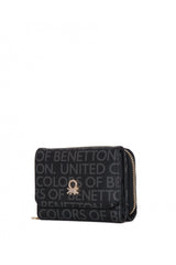 Benetton Logo Baskılı Mini Kadın Cüzdanı Siyah