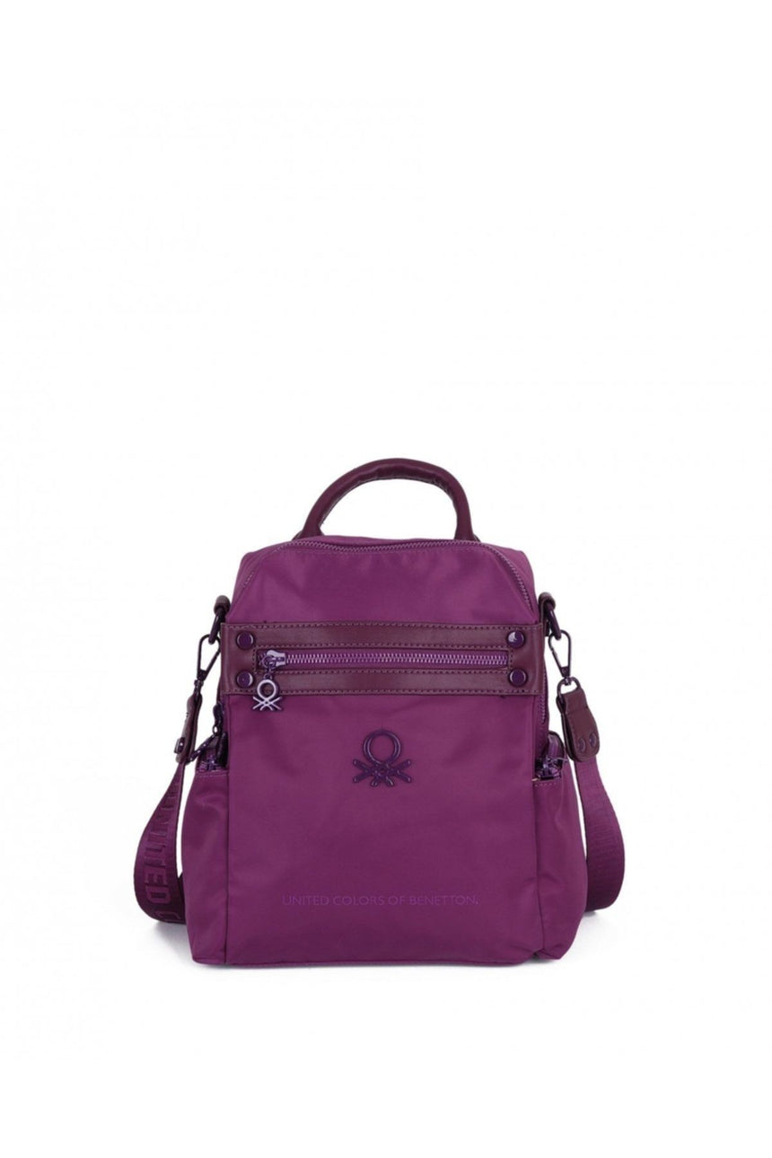 Benetton Logo Detaylı Kadın Sırt Ve Kol Çantası Mürdüm