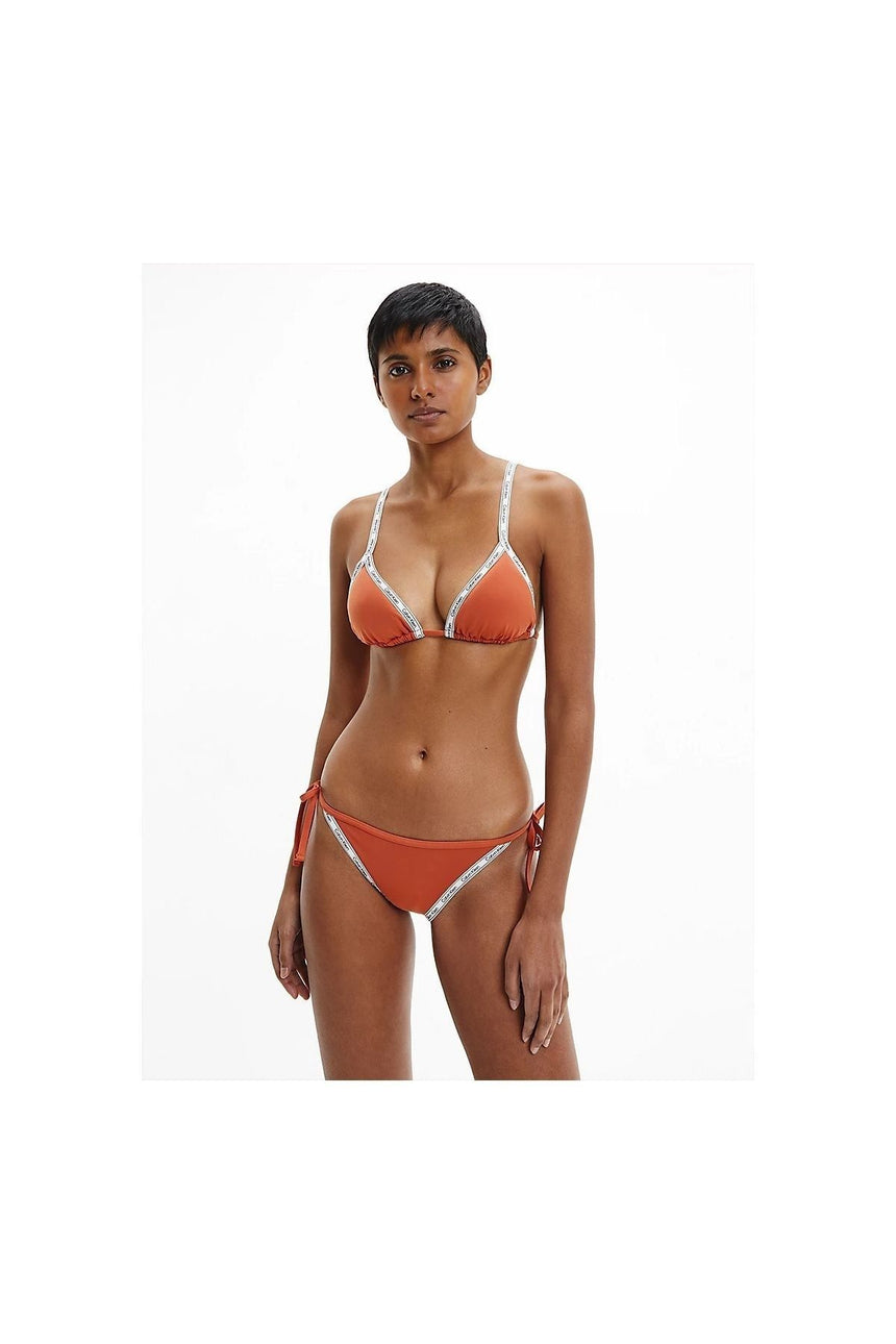 Calvin Klein İp Askılı ve Bağcıklı Üçgen Kadın Bikini Üstü Ginger Biscuit