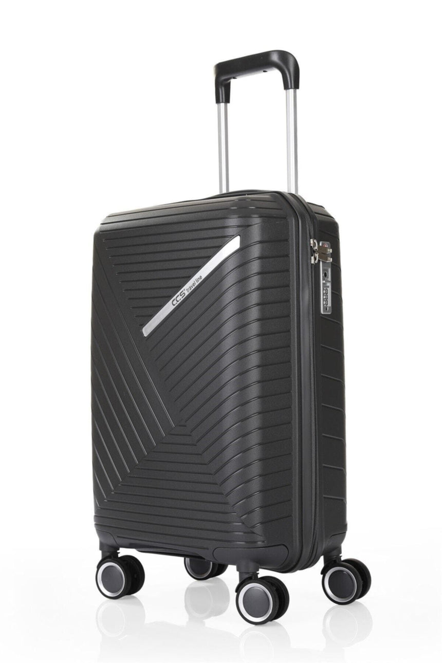 ÇÇS Diagonol Çizgili 75 cm Büyük Boy Valiz Antrasit