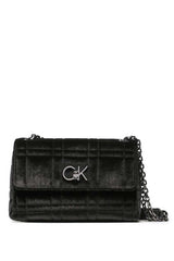 Calvin Klein Re-Lock Ew Conv Xbody Velvet Çapraz Askılı Kadın Çantası CK Black