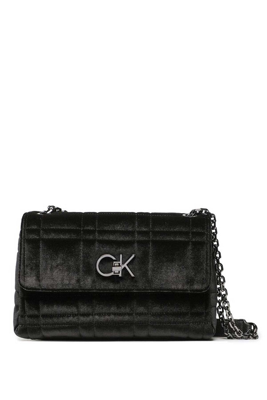Calvin Klein Re-Lock Ew Conv Xbody Velvet Çapraz Askılı Kadın Çantası CK Black