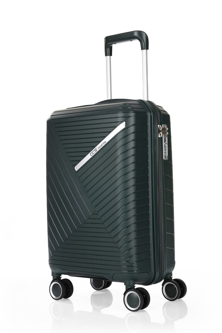 ÇÇS Diagonol Çizgili 75 cm Büyük Boy Valiz Koyu Yeşil