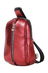 Benetton Logo Baskı Fermuarlı Kadın Body Bag Bordo