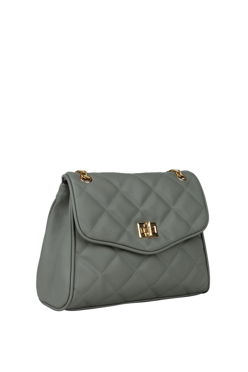 Axpe Gold Zincir Detaylı Kadın Omuz Çantası Gri