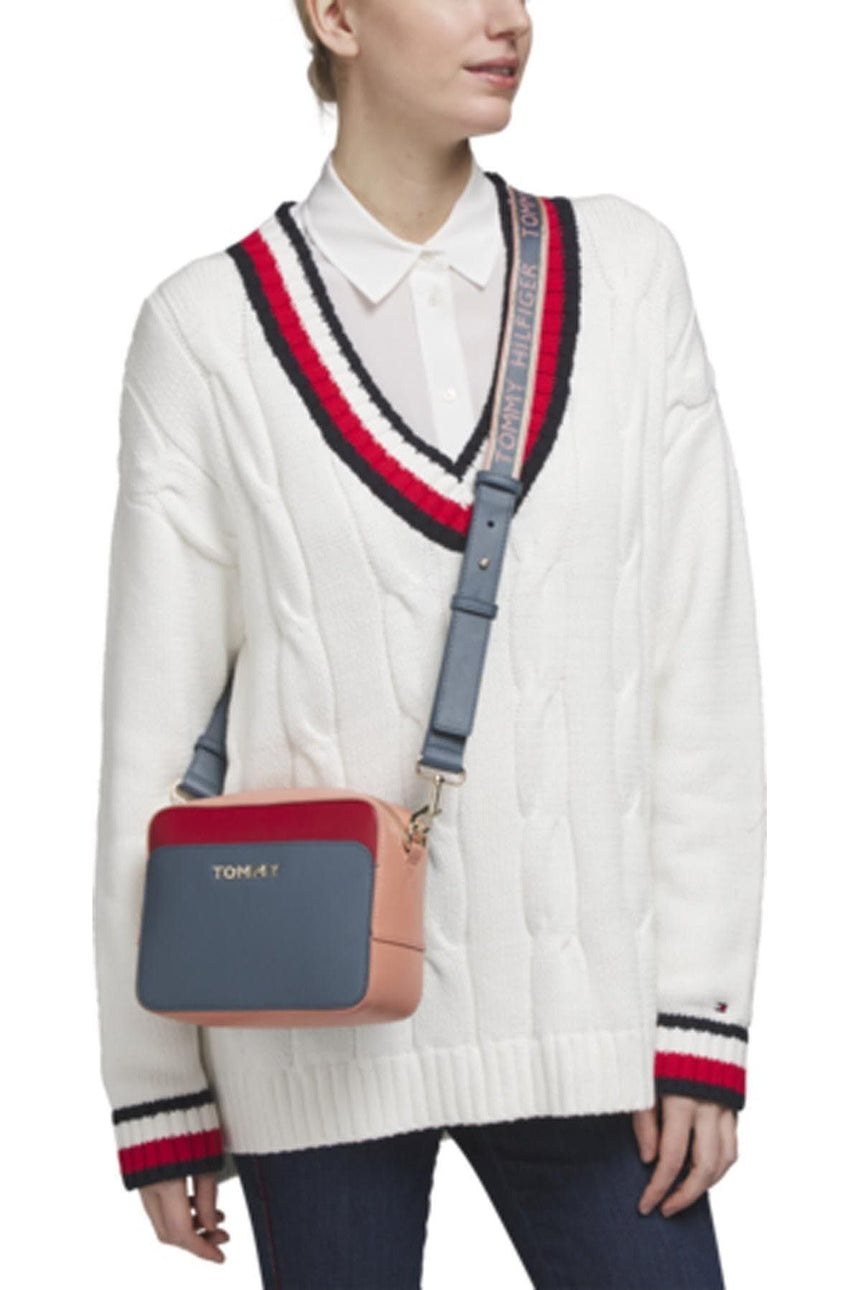 Tommy Hilfiger Iconic Tommy Camera Bag Cb Çapraz Askılı Kadın Çantası Charcoal Blue