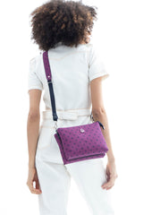 Benetton Mini Logo Baskılı Çapraz Askılı Kadın Çantası Mürdüm - Lacivert