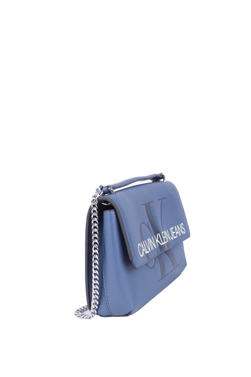 Calvin Klein Sculpted Monogram E/W Flap Çapraz Askılı Kadın Çantası Wasted Blue