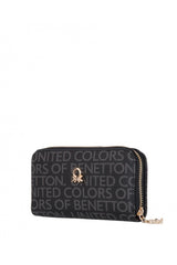 Benetton Logo Baskılı Medium Kadın Cüzdanı Siyah