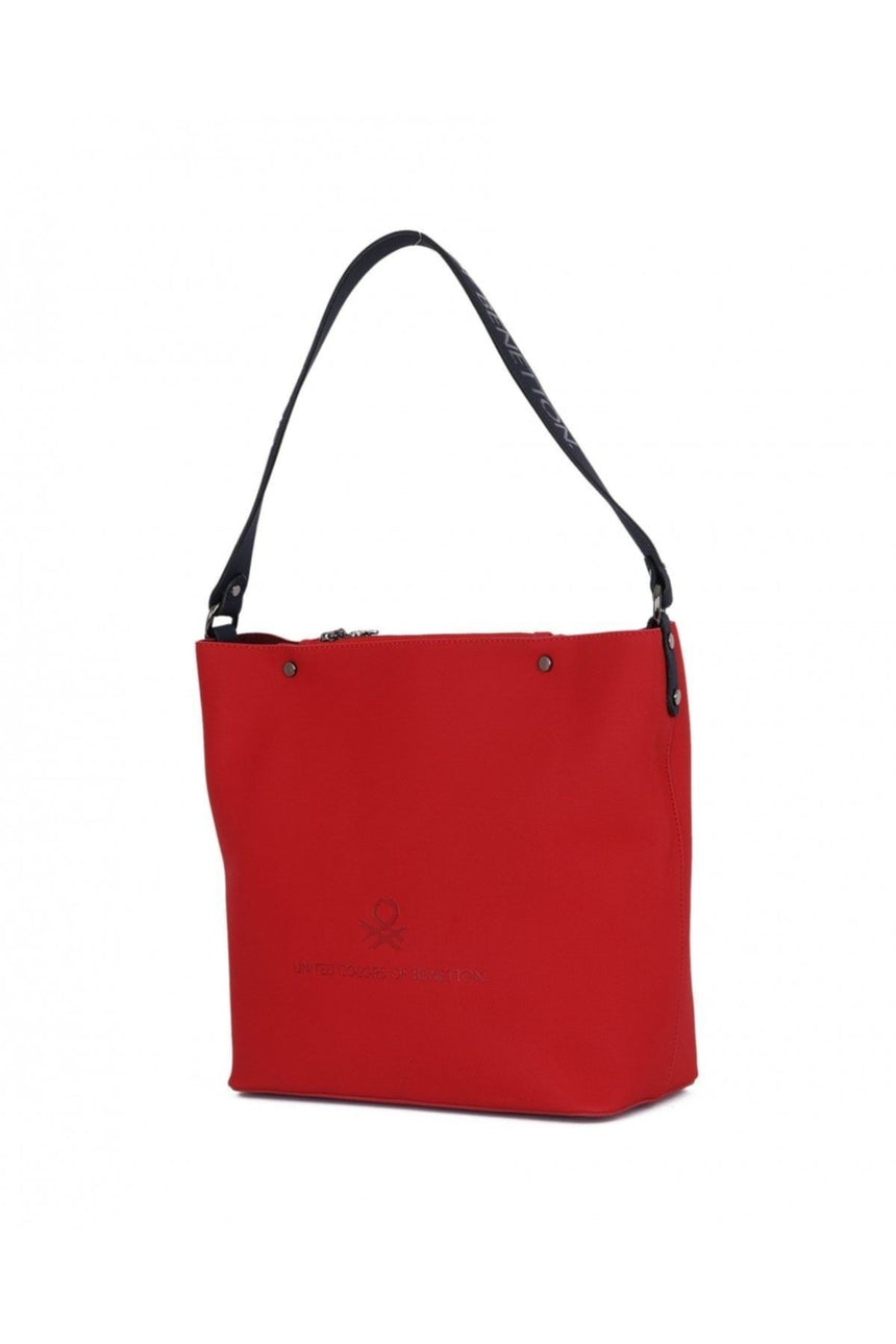 Benetton Kabartma Logolu Kadın Kol Çantası Kırmızı - Lacivert