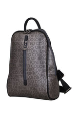 Benetton Ön Fermuar Detaylı Kadın Sırt Çantası Platin - Siyah