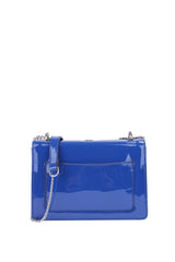 Günlük Zincirli Çapraz Kadın Çantası Lacivert  Rugan