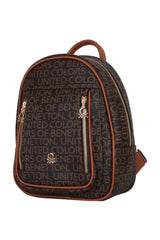 Benetton Çift Fermuar Detaylı Kadın Sırt Çantası Kahve - Taba