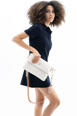 Benetton Kapaklı,Mini Logolu Çapraz Askılı Kadın Çantası Bej - Açık Camel