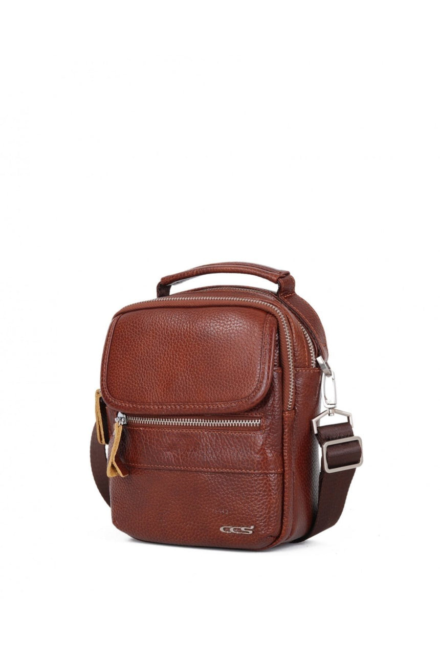 ÇÇS 5 Bölmeli Çapraz Askılı Erkek Çantası Camel