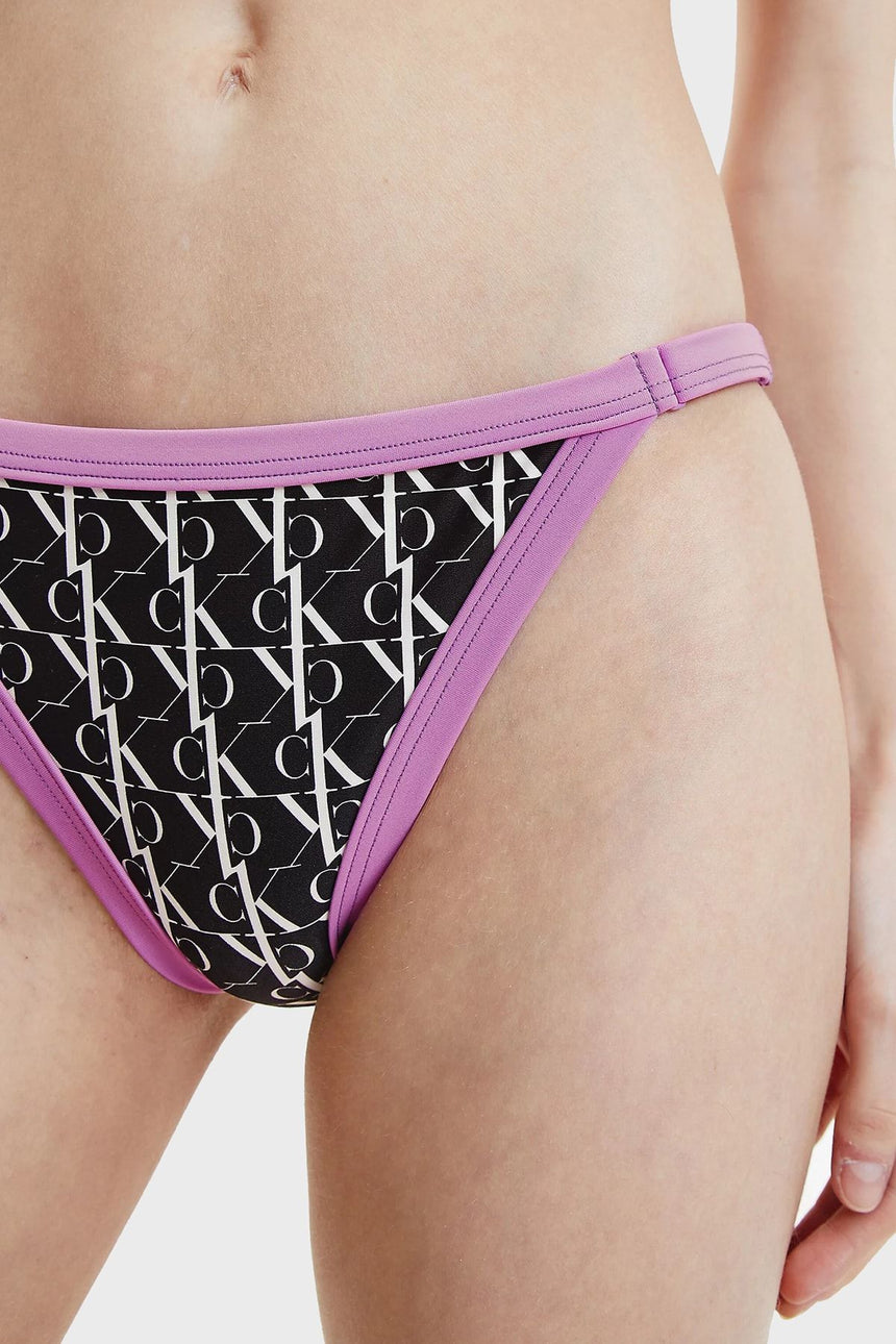 Calvin Klein CK Monogram Desenli Kadın Bikini Altı Monogram Black