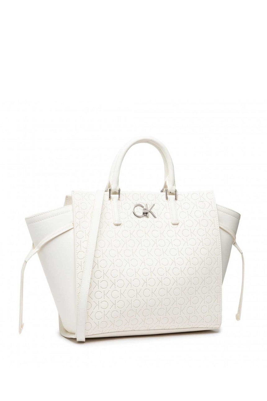 Calvin Klein Re-Lock Drawstring Tote Bag Perf Kadın Omuz Çantası Ck White