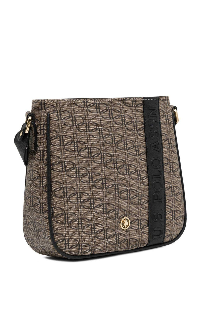 U.s Polo Assn Logo Şerit Detaylı Çapraz Askılı Kadın Çantası Vizon - Siyah