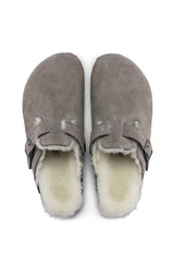 Birkenstock Boston Fur Erkek Terlik Stone Coin