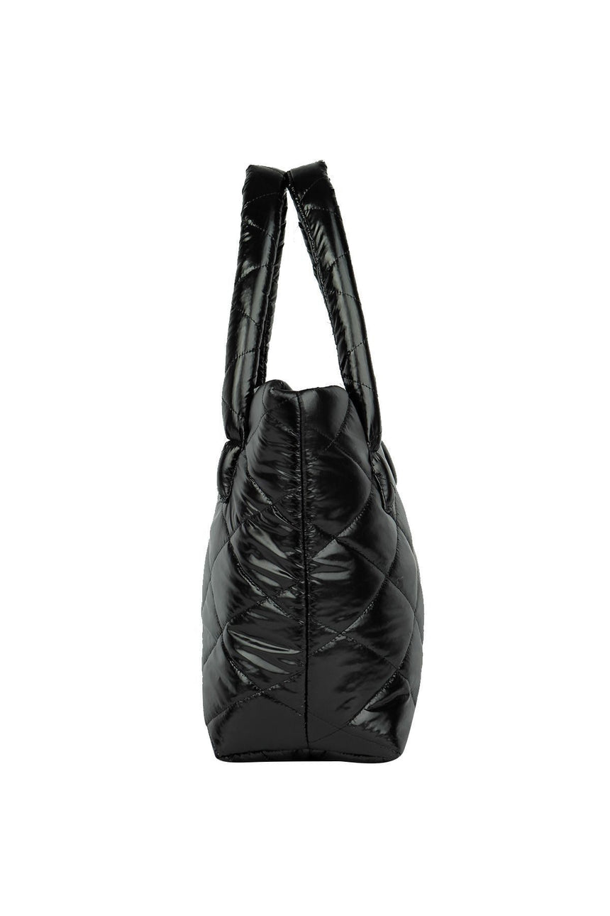 Axpe Karo Kabartma Şişme Kadın Omuz Çantası Siyah