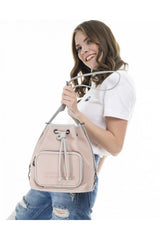 Benetton Nano Sport Büzgülü Kadın Omuz Çantası Pembe - Açık Gri