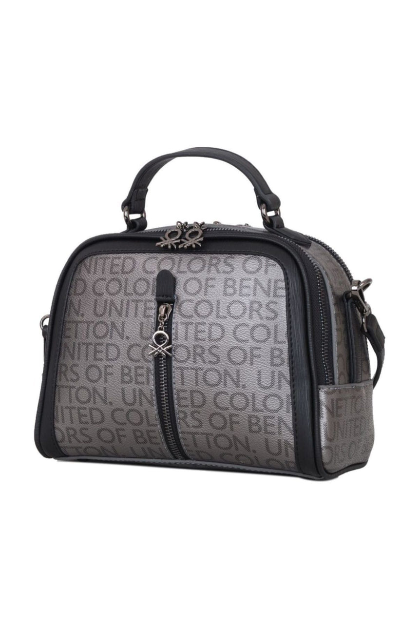 Benetton Klasik Small Çapraz Askılı Kadın Çantası Platin - Siyah