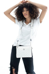 Benetton Mini Logo Baskılı Çapraz Askılı Kadın Çantası Beyaz - Gri