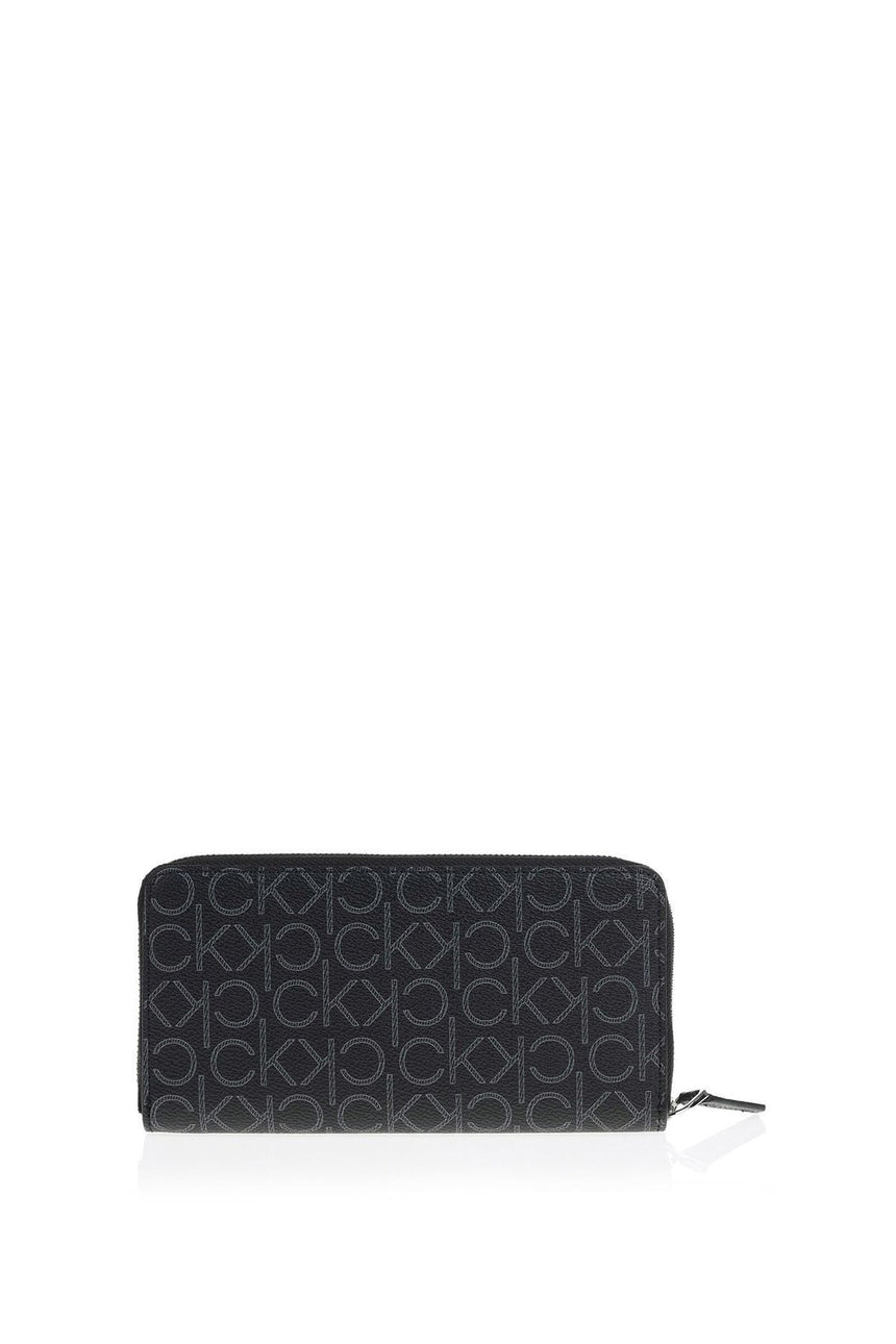Calvin Klein Mono Ziparound Wallet Lg Kadın Cüzdanı Black Mono