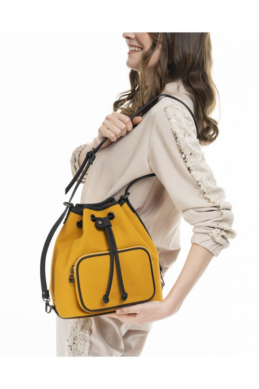 Benetton Nano Sport Büzgülü Kadın Omuz Çantası Hardal - Siyah