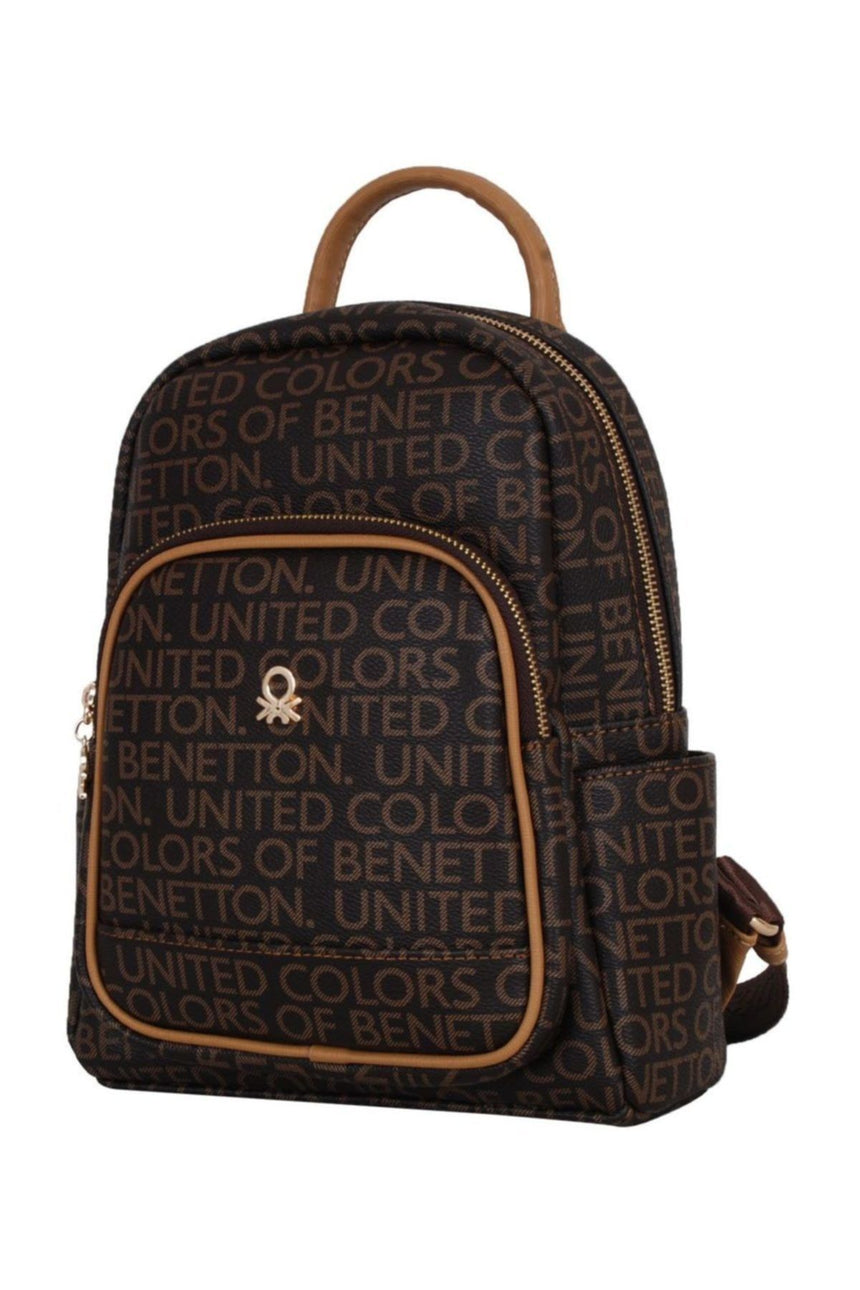 Benetton Ön Bölmeli Kadın Sırt Çantası Kahve - Hardal