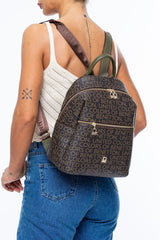 Benetton Metal Logolu Kadın Sırt Çantası Kahve- Haki