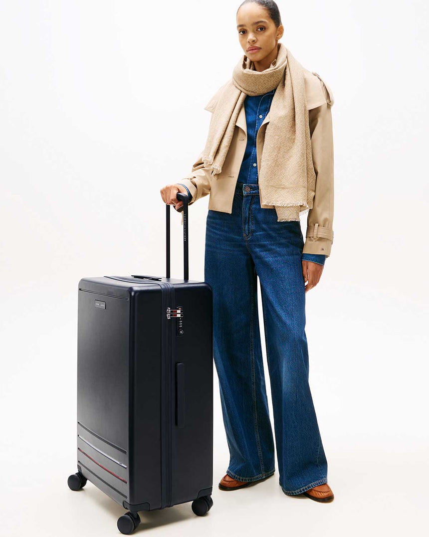 Tommy Hilfiger Luggage Suitcase Checked Büyük Boy Valiz Space Blue