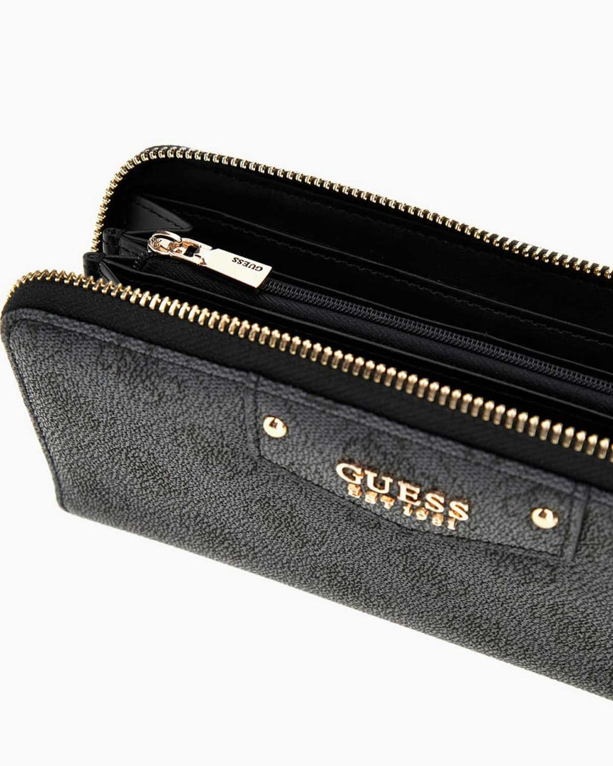 Guess Eco Brenton Large Monogram Desenli Cüzdan Coal Logo