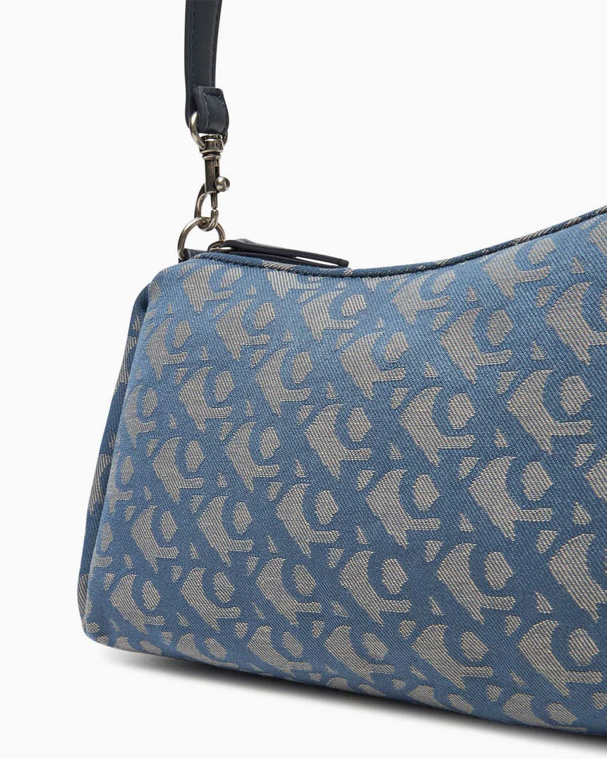 Calvin Klein Monogram Desenli Drop SM Kadın Çapraz Askılı Çanta BLUE INDIGO / ATMOSPHERE AOP