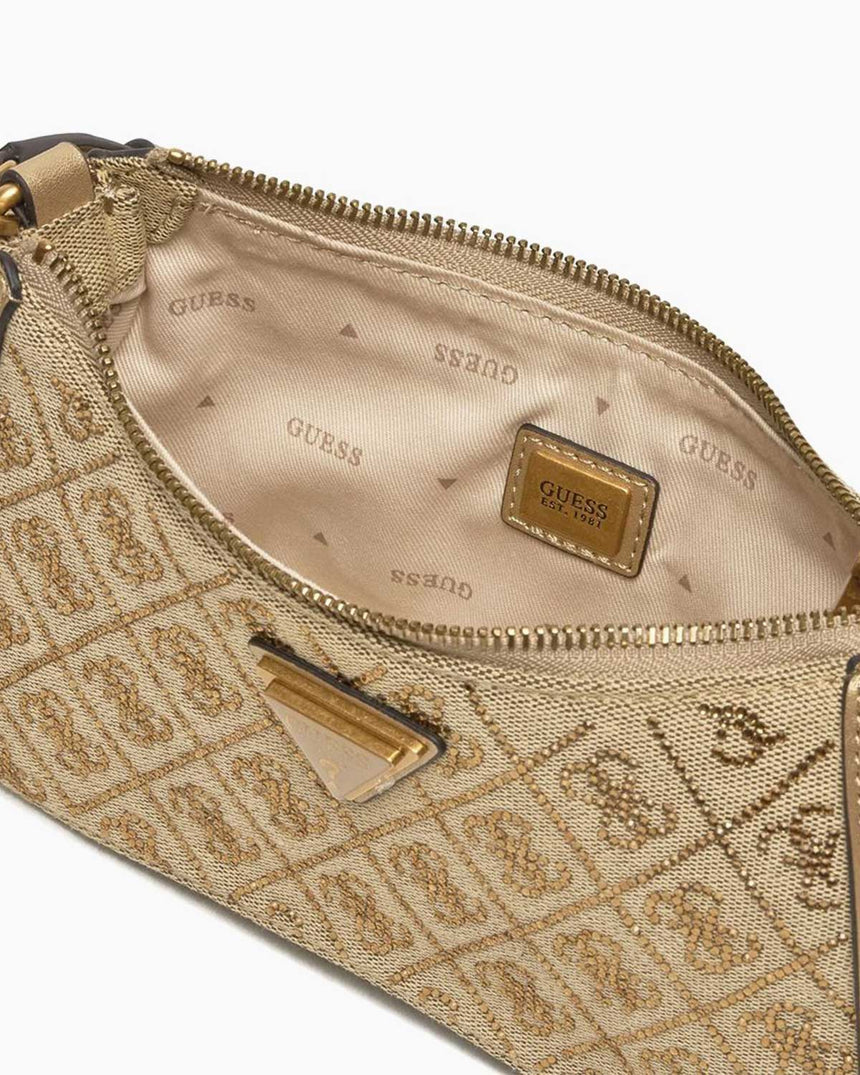 Guess Satchel Top Zip Shoulder Omuz Çantası Latte Logo