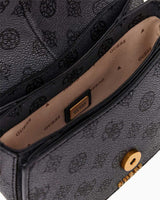 Guess Kuba Compartment Zincirli Logolu Çapraz Askılı Çanta Charcoal Logo