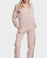 Guess Britney Logo Şeritli Fermuarlı Sweatshirt Posh Taupe