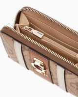 Guess Erenia Orta Boy Fermuarlı Kadın Cüzdan Latte Logo