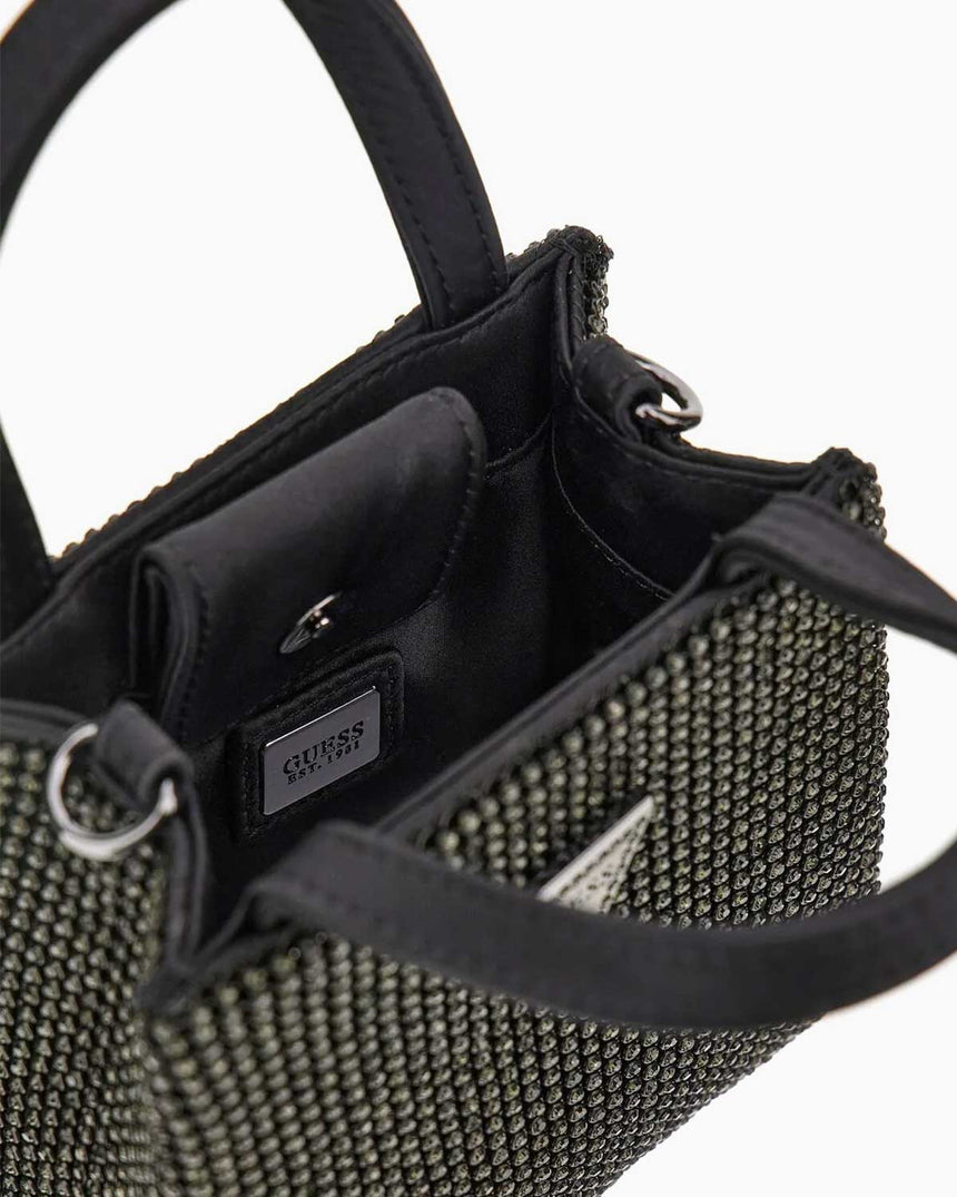 Guess Lua Mini Tote Taşlı El Çantası Black