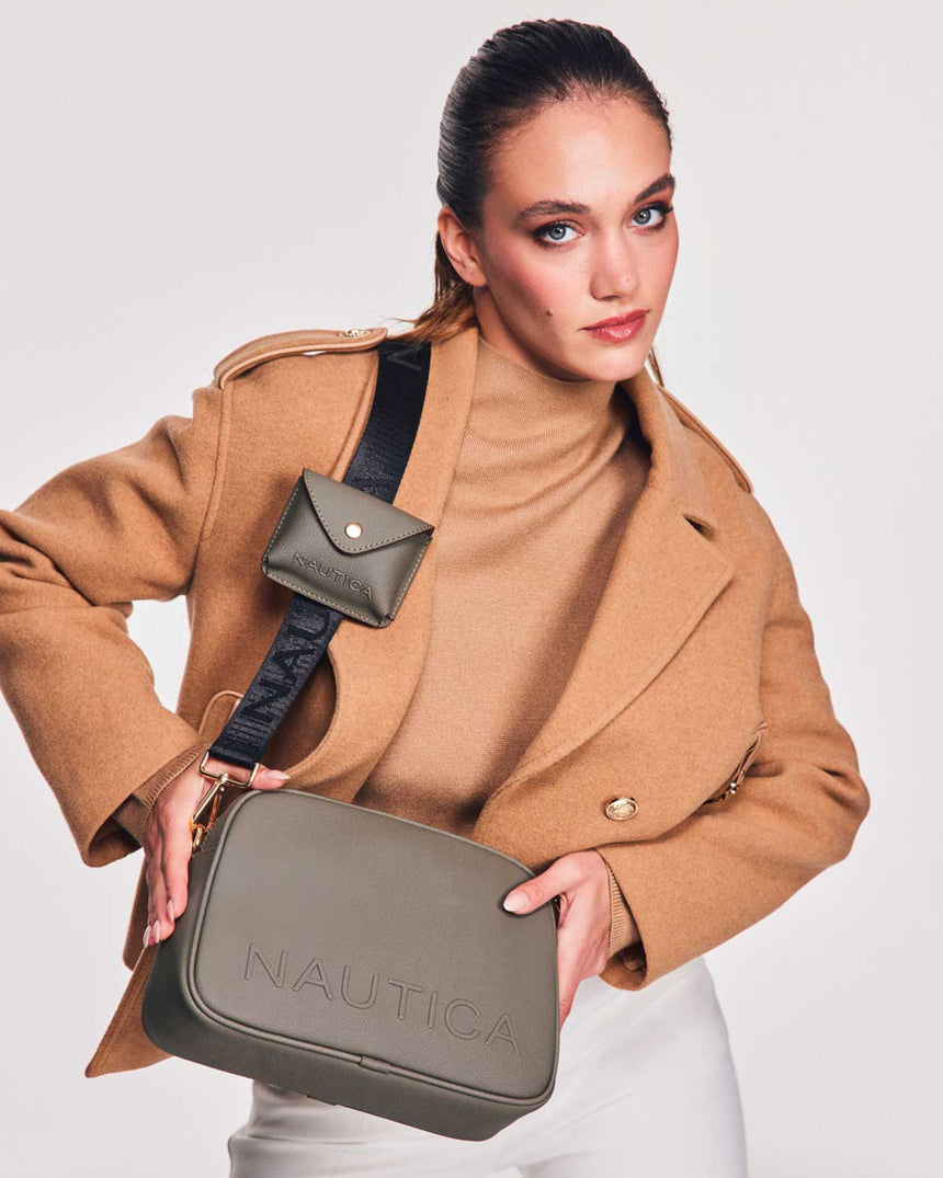 Nautica Mini Cüzdan Detaylı Çapraz Askılı Çanta Açık Haki