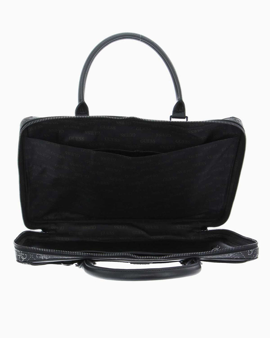 Guess Monogram Baskılı Evrak Çantası Dark Black