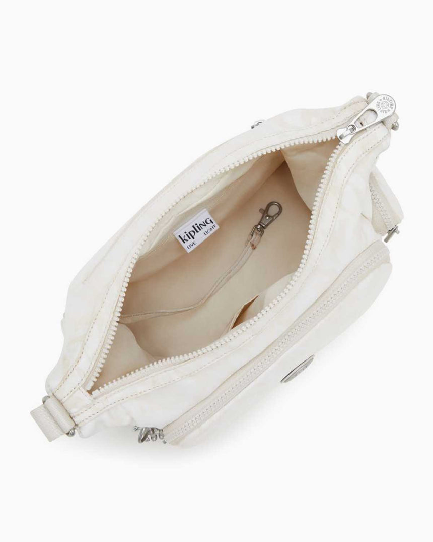 Kipling Gabbie S Elevated Jacquard Omuz Çantası Palm Beige