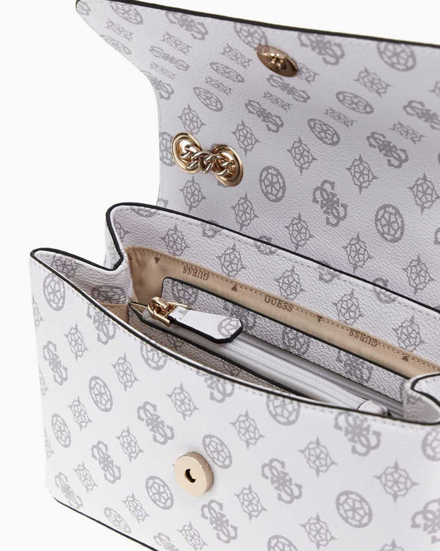 Guess Eco Erica Zincir Detaylı Omuz Çantası White Logo