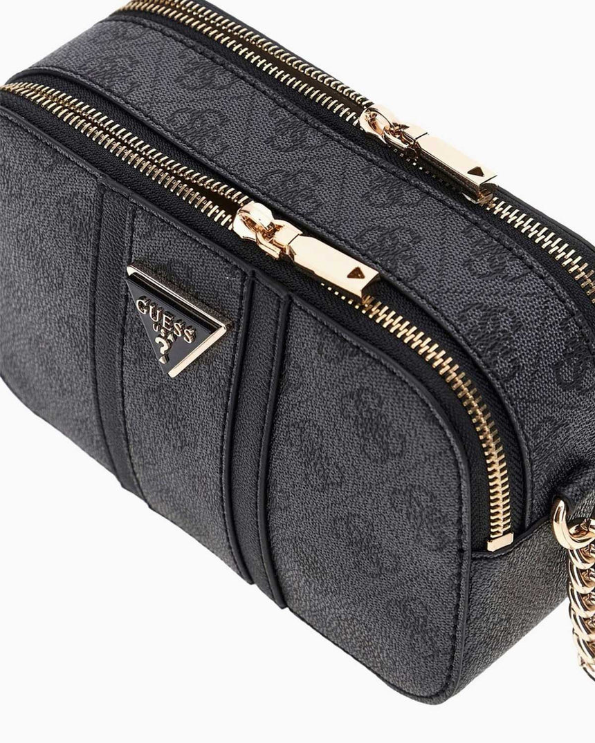 Guess Noreen Mini Sling Zincir Detaylı Çapraz Askılı Çanta Coal Logo
