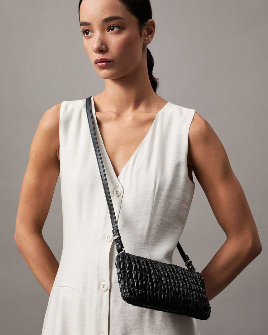 Calvin Klein Rouched Zip Top Omuz Çantası Na Black