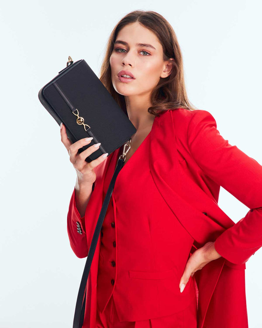 Us Polo Assn Gold Logo Detaylı Ayarlanabilir Çapraz Askılı Çanta Siyah